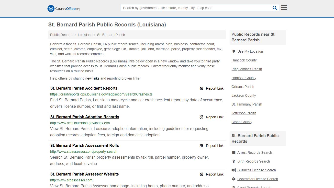 St. Bernard Parish Public Records (Louisiana) - County Office